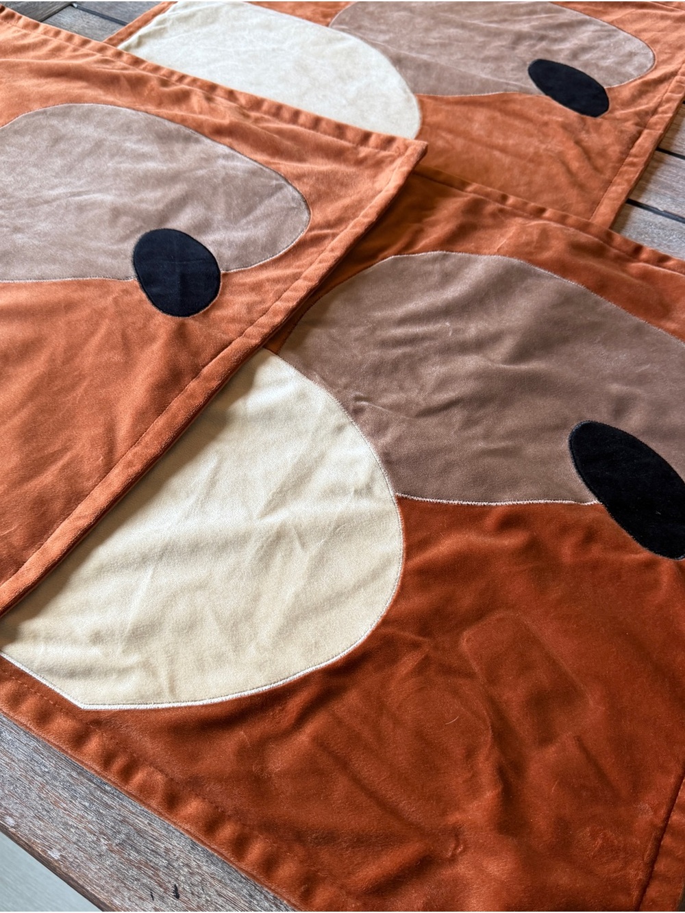 Yangest Set of 3 Velvet Pillow Covers 21x21 Burnt Orange Retro MCM